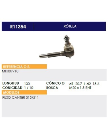 ROTULA ROTULA FUSO CANTER  M20X1,5 L-130mm DCHA.