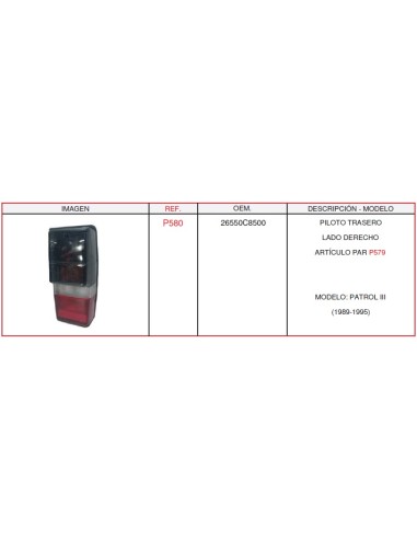 PILOTO COMPLETO TRASERO NISSAN PATROL DERECHO (AHUMADO)