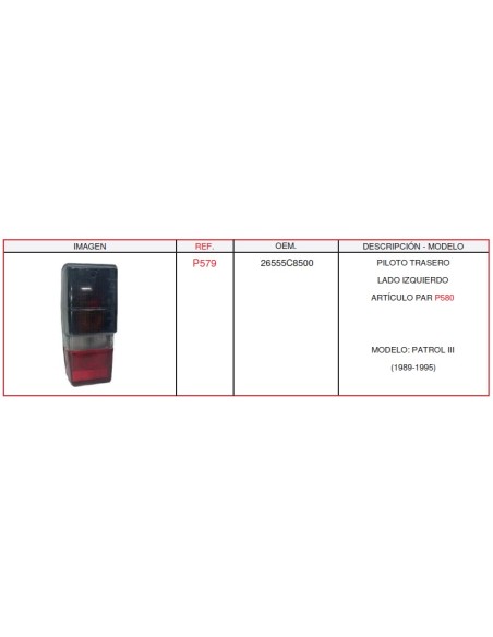 PILOTO COMPLETO TRASERO NISSAN PATROL IZQ