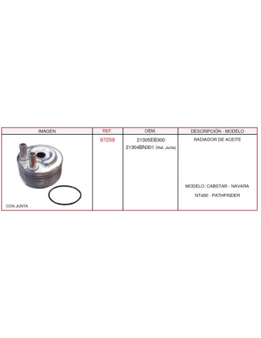 RADIADOR ACEITE NISSAN CABSTAR + ANILLO
