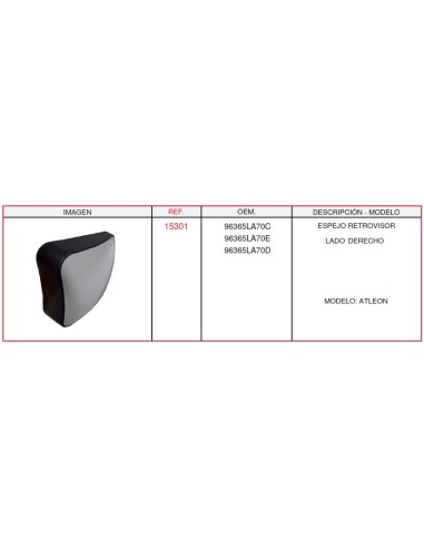 ESPEJO RETROVISOR NISSAN ATLEON RH