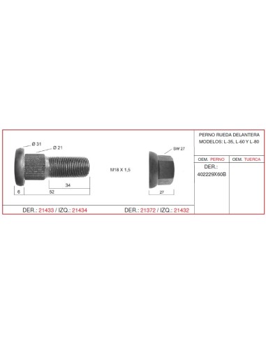 PERNO RUEDA EBRO-NISSAN DCHO.