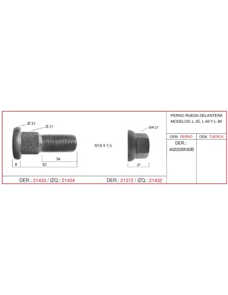 PERNO RUEDA EBRO-NISSAN DCHO.