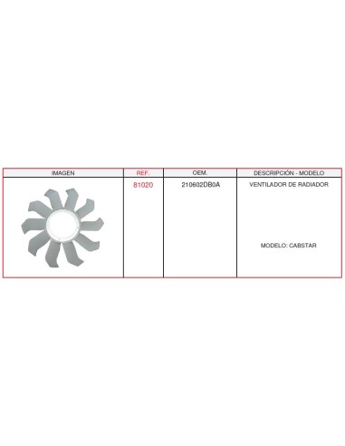 VENTILADOR NISSAN CABSTAR