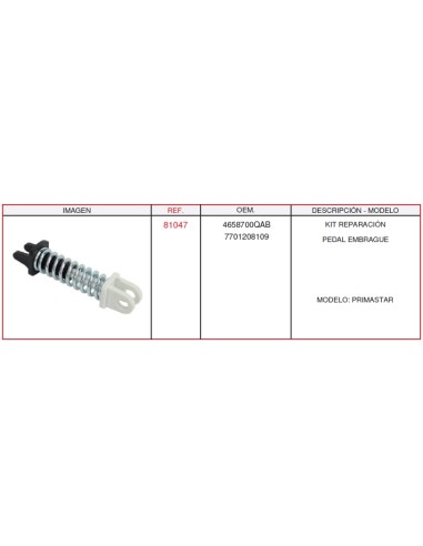 KIT MUELLE PEDAL EMBRAGUE NISSAN y RENAULT