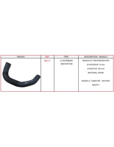 Manguito Epdm Nissan Cabstar Y Navara