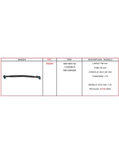Barra de Dirección ECO L60 / L70 – Ref. R8294 (OEM 485109X102 / 112004810