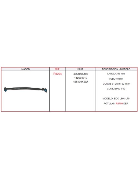 Barra de Dirección ECO L60 / L70 – Ref. R8294 (OEM 485109X102 / 112004810