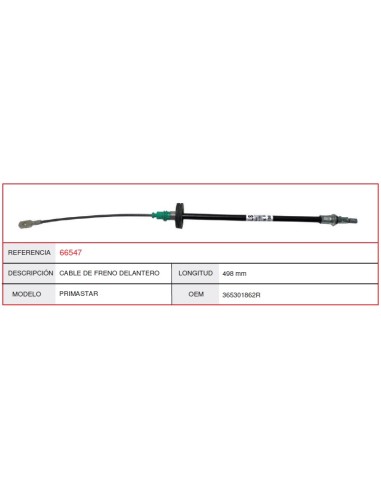 CABLE FRENO NISSAN PRIMASTAR 498mm
