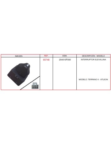 INTERRUPTOR ELEVALUNA NISSAN TERRANO II Y FORD MAVERICK RH y LH