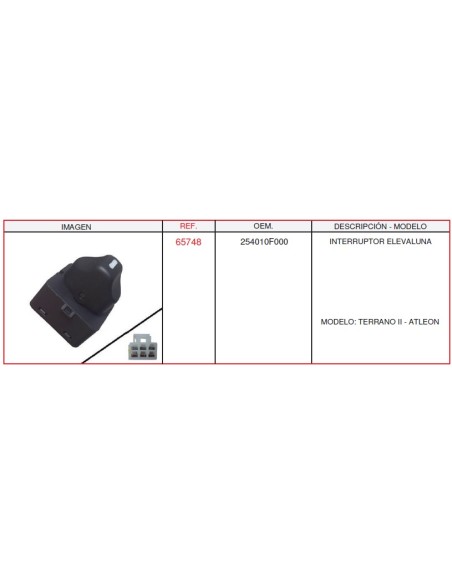 INTERRUPTOR ELEVALUNA NISSAN TERRANO II Y FORD MAVERICK RH y LH