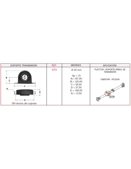 SOPORTE TRANSMISION 45X19X56X168