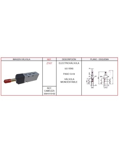 Electrovalvula 5/2 G1/8 Monoestable