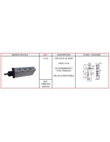 Valvula 5/2 G1/8 Acc.Por Tirador