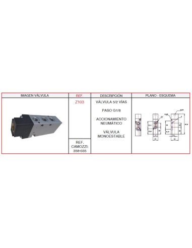 Valvula 5/2 G1/8 Acc.Neumatico
