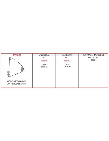 ELEVALUNA DAF XF105 SIN MOTOR IZQUIERDO
