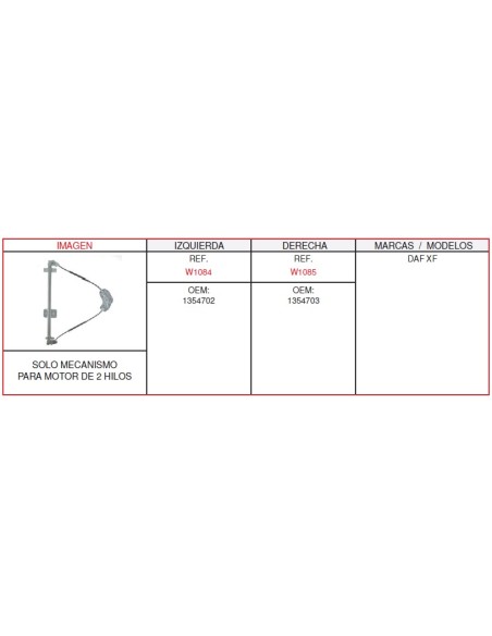 ELEVALUNA IZQ.DAF XF SIN MOTOR