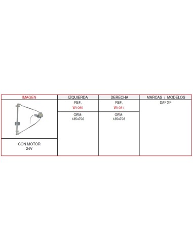 ELEVALUNA DCH.DAF XF CON MOTOR 2 PINS