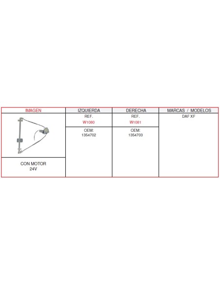 ELEVALUNA DCH.DAF XF CON MOTOR 2 PINS