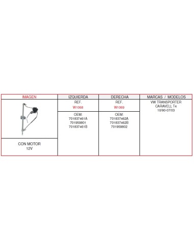 ELEVALUNA IZQ.VOLKSWAGEN TRANSPORTER CON MOTOR...