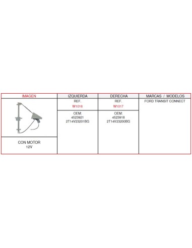ELEVALUNA IZQ.FORD TRANSIT CONNECT CON MOTOR 2...