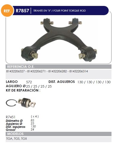 Tirante Man Tipo X Largo 572Mm