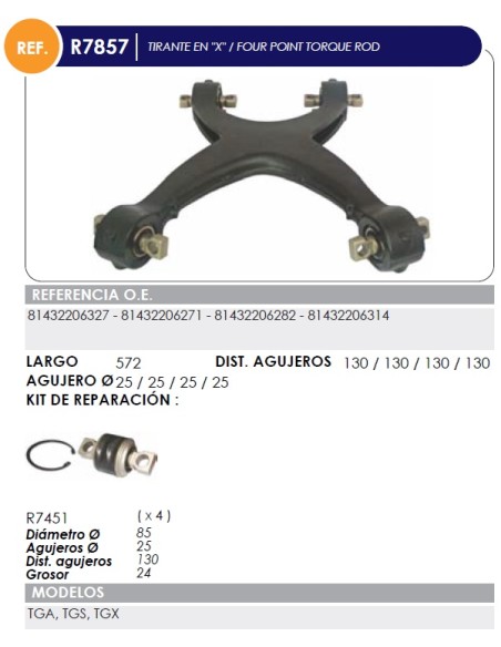 Tirante Man Tipo X Largo 572Mm
