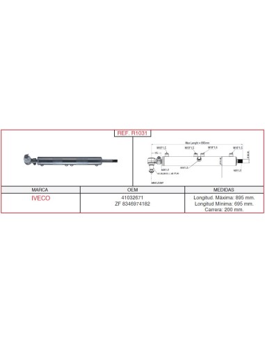 Cilindro hidráulico de dirección IVECO CASALS R1031