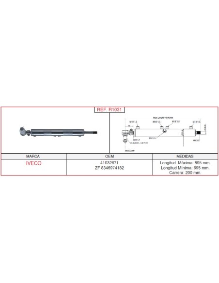 Cilindro hidráulico de dirección IVECO CASALS R1031