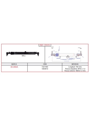 Cilindro Direccion Eje Delant. Direccional Scania