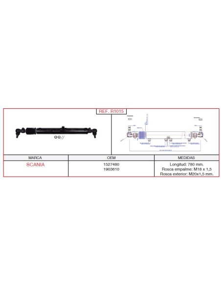 Cilindro Direccion Eje Delant. Direccional Scania
