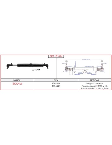 Cilindro Direccion - Scania