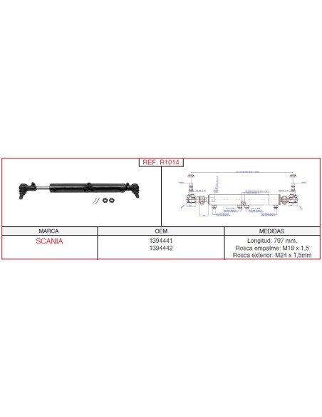 Cilindro Direccion - Scania