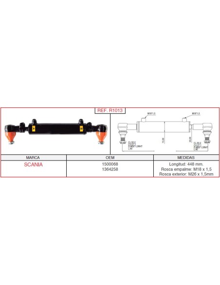 cilindro hidráulico de dirección SCANIA R1013