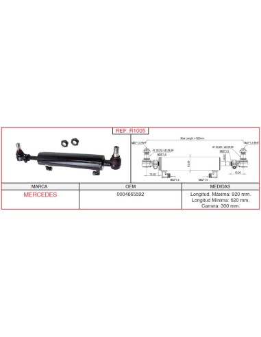 cilindro hidráulico de dirección RENAULT / MERCEDES R1005