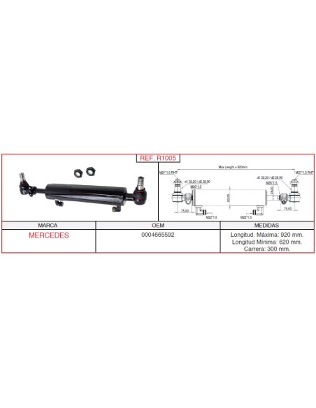 cilindro hidráulico de dirección RENAULT / MERCEDES R1005