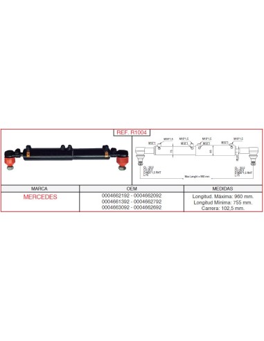 cilindro hidráulico de dirección MERCEDES R1004