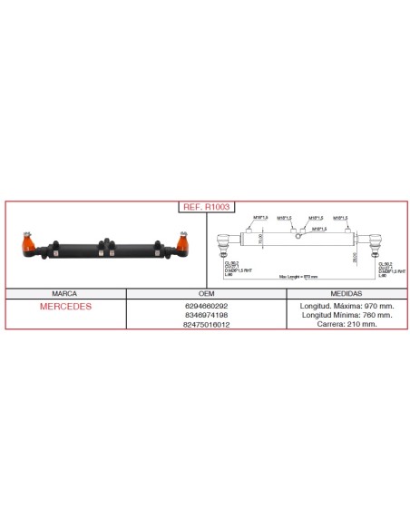 cilindro hidráulico de dirección MERCEDES R1003