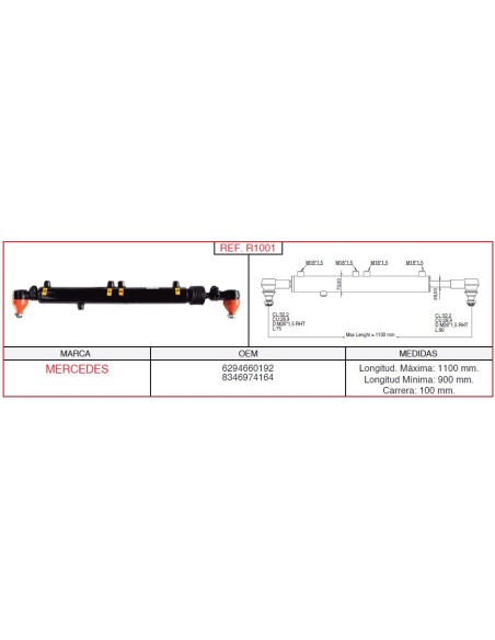 cilindro hidráulico de dirección MERCEDES R1001