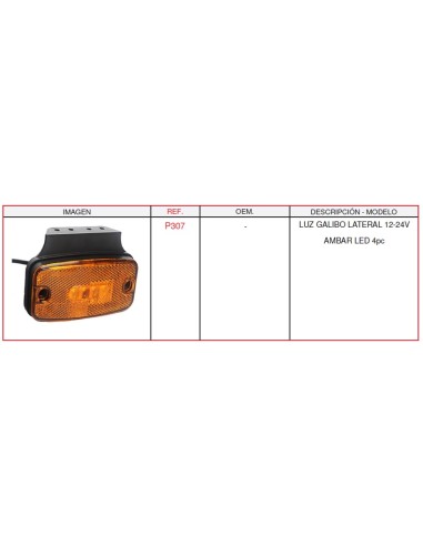 Luz Galibo Lateral 12-24V Amber Led 4Pc