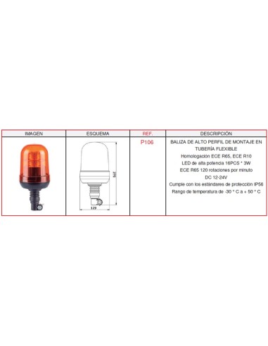 Rotativo Flexible 12-24V Ece R65