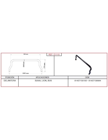 Barra Estabilizadora Man L-1005Mm