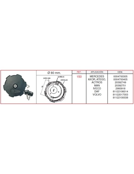 TAPÓN COMBUSTIBLE STANDARD 80mm PLASTICO