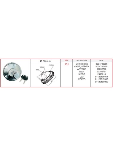 TAPÓN COMBUSTIBLE STANDARD 80mm CROMADO
