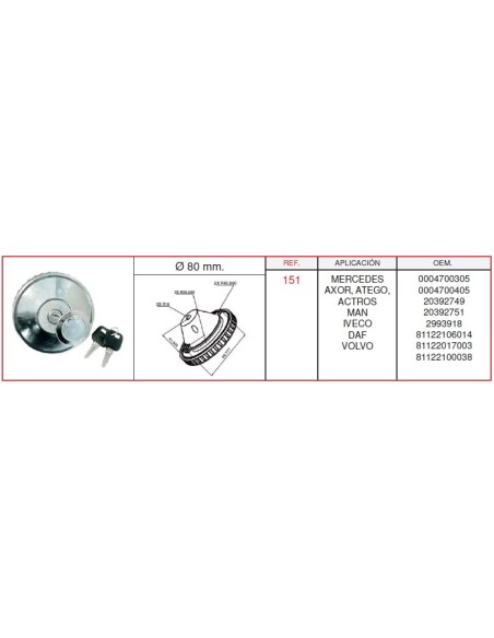 TAPÓN COMBUSTIBLE STANDARD 80mm CROMADO