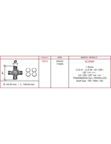 CRUCETA 44.00X149.00mm