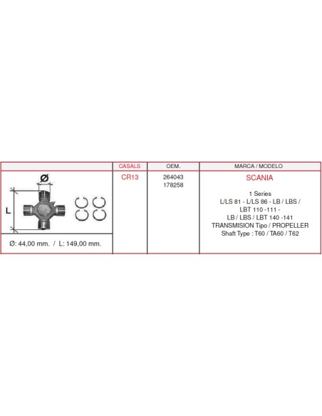 CRUCETA 44.00X149.00mm