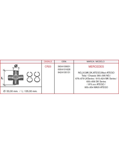 CRUCETA 53.00X135.00mm