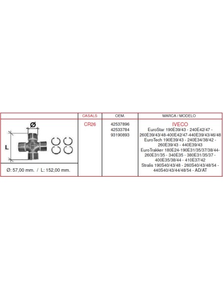 CRUCETA 57.00X152.00mm