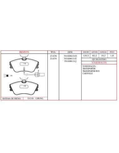Kit Pastillas De Freno Wva.21478